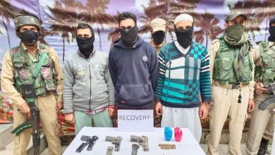 Photo of Police Arrests 3 LeT Militants, Associate For Sarpanch’s Killing In Pattan