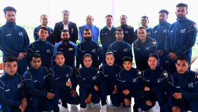 Photo of LG Manoj Sinha interacts with Indian Wushu team athletes & their coaches bound for 19th Asian Games