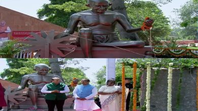 Photo of President Droupadi Murmu unveils 12 feet statue of Mahatma Gandhi and a ‘Gandhi Vatika’ in New Delhi