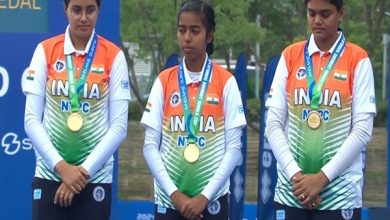 Photo of India’s Jyothi Surekha Vennam, Aditi Gopichand Swami And Parneet Kaur Won Gold In The Women’s Final At Archery World Cup In Shanghai