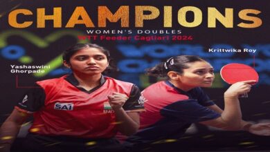 Photo of Indian duo of Yashaswini- Krittwika clinch women’s doubles title