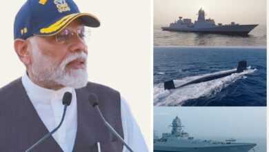 Photo of PM Modi commissions INS Surat, Nilgiri, Vaghsheer