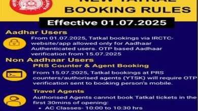 Photo of Railways announces new rules for Tatkal tickets; Aadhaar-based OTP authentication must from July 1