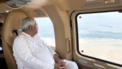 Photo of Bihar CM Nitish Kumar conducts aerial survey of  flood-affected areas
