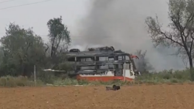 Photo of Bus Fire on Jaipur–Delhi Highway Claims Two Lives; Several Injured