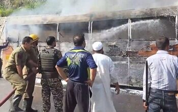Photo of Amarnath Yatra Bus Catches Fire On J-K Highway In Ramban; No Injuries